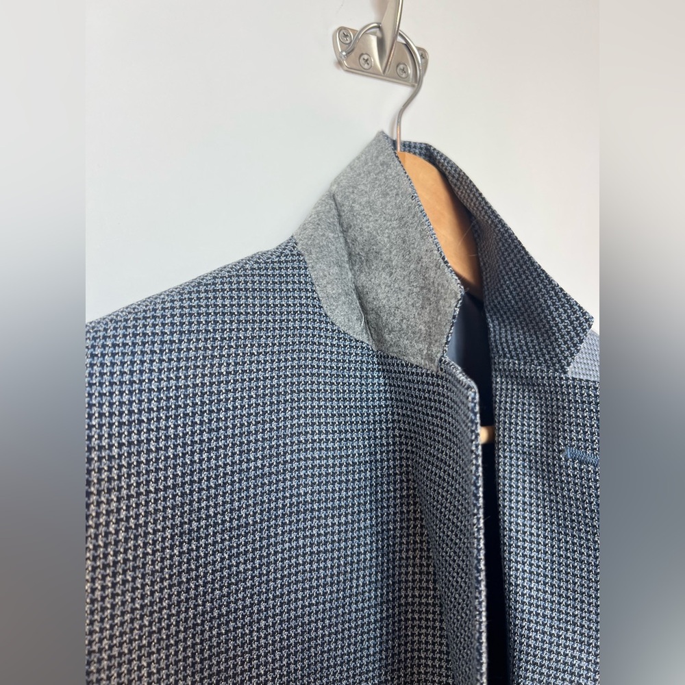 Vtg Hart‎ Schaffner Marx Men’s Blazer 40R – Blue Micro-Houndstooth, Made in USA - Picture 8 of 14